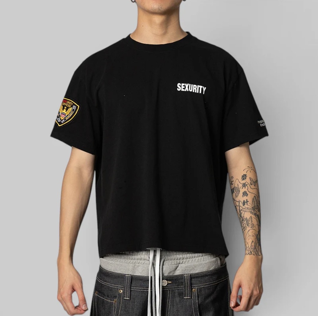 Streetwear Brand Vintage - オーバーサイズ ダメージ加工 アメリカンブランドTシャツ メンズ SEXURITYレタープリント ヴィンテージウォッシュ